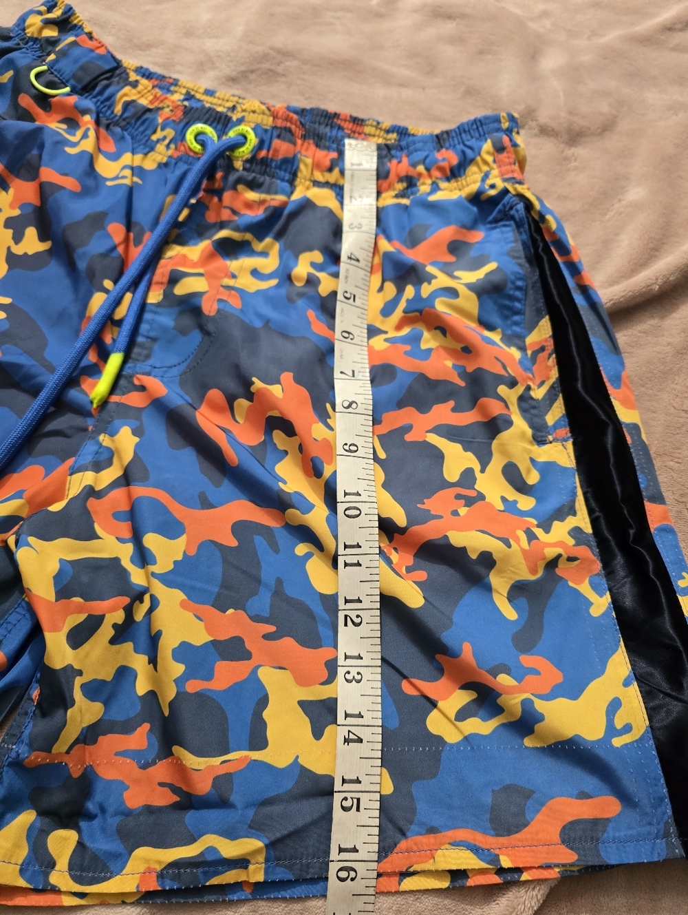 Bain De Mer Blue Multicolor Camouflage Orange Sugar Skull Swim Shorts Medium - Picture 4 of 14